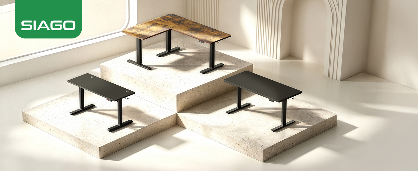 SIAGO standing desk setup in a modern home office