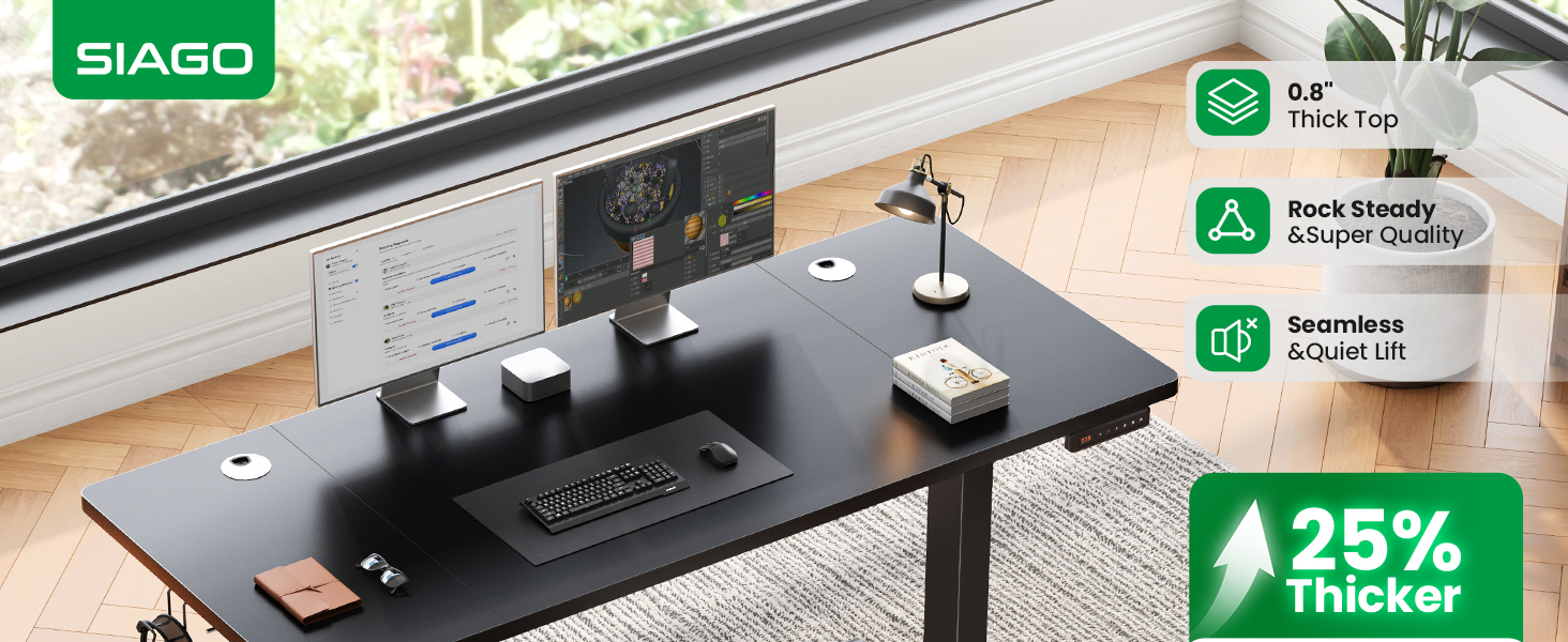 SIAGO standing desk setup in a modern home office